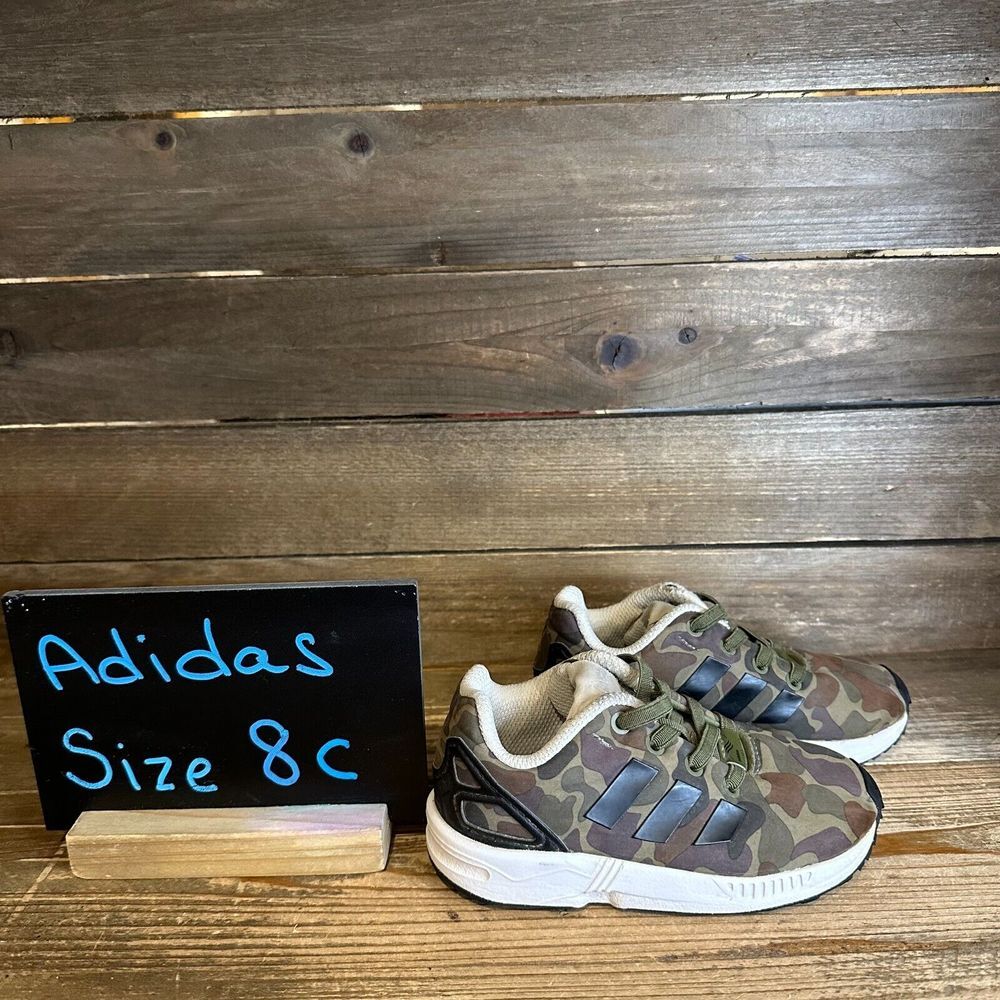 Little Kids Adidas ZX Flux Camo Athletic Running Sneakers Shoes Size 8 C GUC